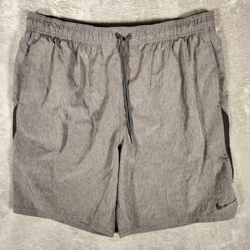 Nike‎ Swim Trunks Mens XXL Gray Heathered Drawstring Board Shorts NESSA482